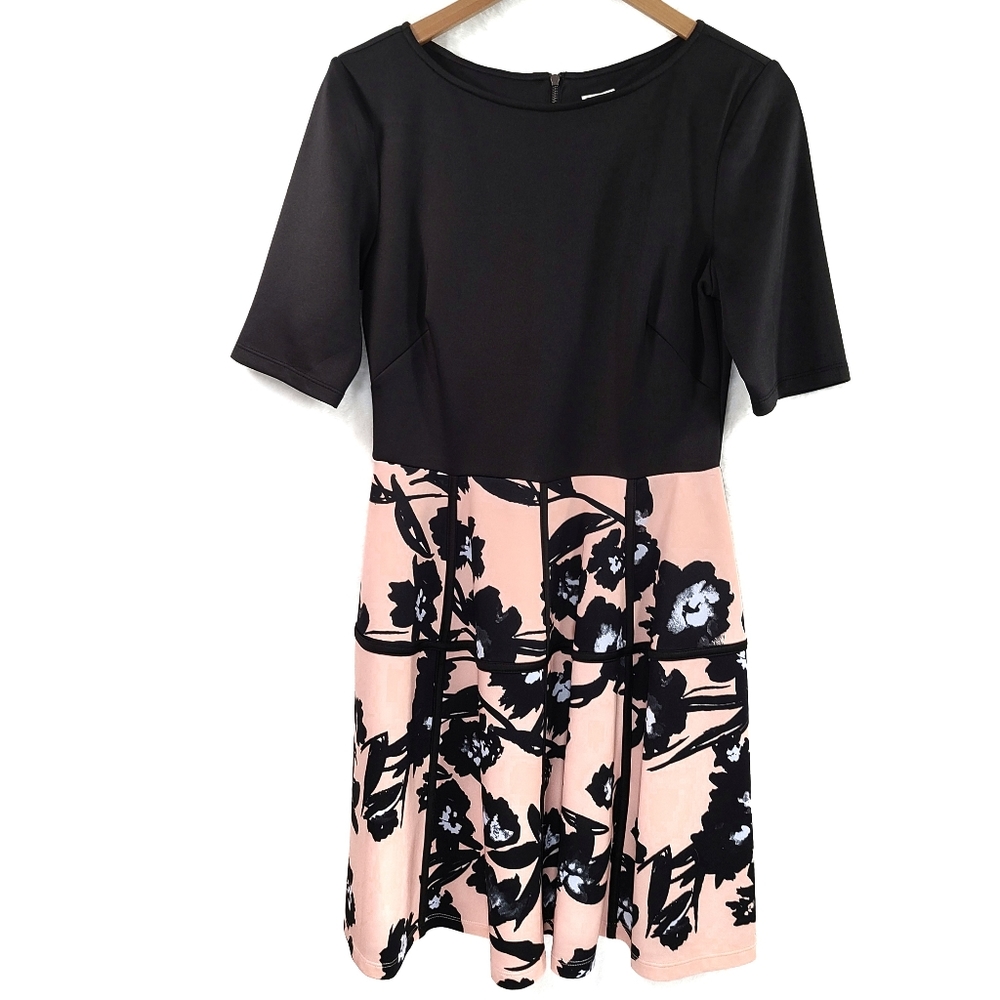 Julian Taylor Shortsleeve Scuba Floral Pink Dress